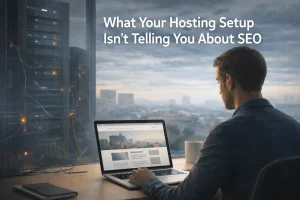 Small business website hosting setup illustrating how infrastructure affects SEO performance